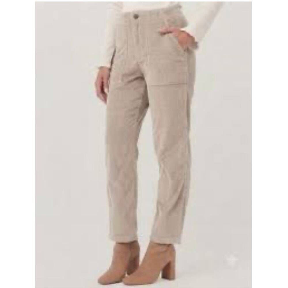 PACT Organic Cotton Corduroy Utility Straight Leg Pants Taupe S Granola Fall